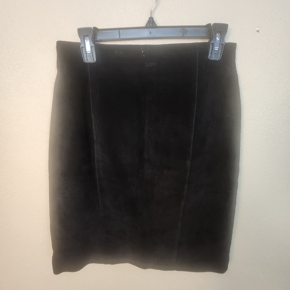 Split End Ltd. Vintage Black Suede Pencil Skirt 11/12 (8304)
